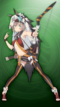 1girl bow_(weapon) brown_hair closed_mouth full_body holding holding_bow_(weapon) holding_weapon looking_at_viewer solo standing weapon