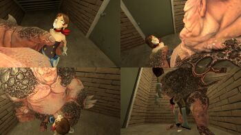 1girl 3d absurdres ace_attorney ahegao ahoge all_the_way_through arched_back arms_behind_back backbend bandana black_bodysuit black_skirt blue_eyes bodysuit boots brown_hair clothed_female_nude_male clothed_sex constricted_pupils cum cum_in_mouth deep_penetration earrings excessive_cum expressionless fanny_pack fat fat_man fucked_silly giant giant_male giant_monster gloves hetero highres huge_penis human_onahole jewelry large_insertion large_penis magician mind_break nude open_mouth orc cum_overflow penis rape red_bandana restrained rolling_eyes sex size_difference skirt suspension torso_grab trucy_wright vaginal vomiting_cum white_footwear white_gloves