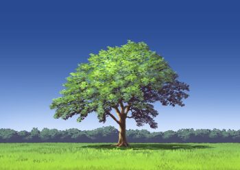 blue_sky clear_sky commentary_request day grass highres meadow mino-man nature no_humans original outdoors scenery shadow sky tree variant_set