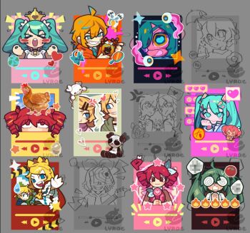 alternate_costume bear bird birdbrain_(synthesizer_v) blush_stickers censored chicken confessions_of_a_rotten_girl_(vocaloid) crown earth_(planet) eyeball hatsune_miku hatsune_miku_(supreme) heart holding holding_microphone kagamine_len kagamine_rin kasane_teto kumamaru_(honeyworks) lyr_ae microphone mirror monitoring_(vocaloid) mosaic_censoring panda panmy photo_inset planet play_button polar_bear shinde_shimau_to_wa_nasakenai!_(vocaloid) song_request speech_bubble spoken_for_(synthesizer_v) star_(sky) stuffed_animal stuffed_toy suki_kirai_(vocaloid) synthesizer_v teddy_bear tomato umbrella vocaloid world_is_mine_(vocaloid)