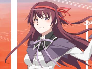 Rule 34 | 1girl, akemi homura, akemi homura (cosplay), akemi homura (magical girl), bad id, bad pixiv id, bakemonogatari, blue eyes, blush, company connection, cosplay, katai amatsuka, katai uji, long hair, magical girl, mahou shoujo madoka magica, mahou shoujo madoka magica (anime), monogatari (series), purple hair, ribbon, saitou chiwa, senjougahara hitagi, shaft (company), voice actor connection