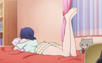 1girl animated animated_gif ass bed cyan_(show_by_rock!!) feet screencap show_by_rock!! solo