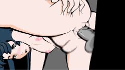 1boy 1girl anal animated artist_request blue_hair blush censored echoes_of_the_town grabbing_own_ass grey_eyes hetero highres looping_animation mosaic_censoring nanami_(echoes_of_the_town) nipples penis pixel_art pussy sex sex_from_behind short_hair solo_focus sound source_request testicles video