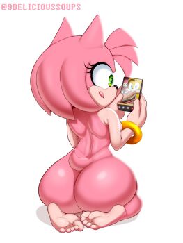 1girl amy_rose ass back delicious_soup feet furry furry_female highres nude sega sonic_(series)
