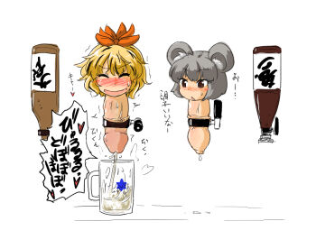 cum cum_in_clothes dickneck ejaculation foreskin japanese_text nazrin phimosis sukedai toramaru_shou touhou what white_background