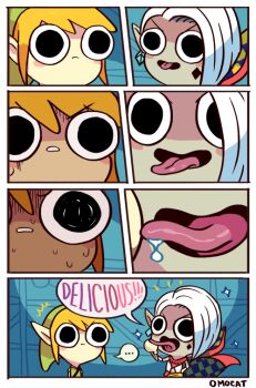 ... 2boys animated animated_gif artist_name black_eyes blonde_hair cape comic english_text facial_mark food ghirahim hand_on_own_hip hat ice_cream ice_cream_cone licking link male_focus multiple_boys nintendo omocat pointy_ears sparkle spoken_ellipsis sweat the_legend_of_zelda the_legend_of_zelda:_skyward_sword tongue tongue_out white_hair