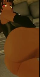 1girl 3d animal_ears animated anubis anubis_(mythology) arm_up arm_warmers armpits ass ass_focus ass_shake audible_music black_hair bouncing_breasts breasts dark-skinned_female dark_skin earrings jackal_ears jewelry large_breasts long_hair looking_at_viewer lying on_side red_eyes smile sound stubbystubby tagme thick_thighs thighs video vrchat