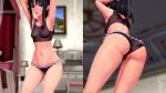 3d animated ass bedroom black_bra black_hair black_panties blendy blendy_13 blue_eyes blush bra breasts covered_erect_nipples exercising hairband indoors kneehighs medium_breasts midriff navel panties ponytail push-ups socks tohno_akiha tsukihime type-moon underwear video