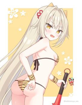 Rule 34 | 1girl, ass, butt crack, club (weapon), kakimonoya, tagme, weapon