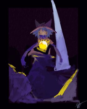 Rule 34 | 1other, absurdres, ambiguous gender, animal ears, black leggings, closed eyes, double-parted bangs, fake animal ears, full body, hair between eyes, hat, highres, leggings, light bulb, night, niko (oneshot), nulliryv, oneshot (game), other focus, outdoors, oversized sweater, purple hair, scarf, short hair, solo, spotlight