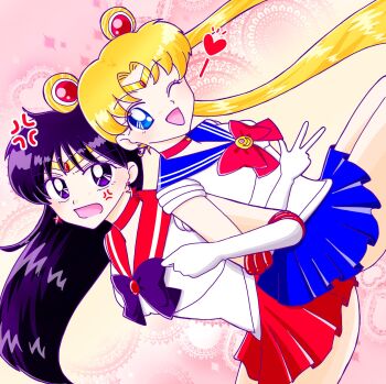 angry back_to_back bishoujo_senshi_sailor_moon one_eye_closed highres hino_rei pink_background sailor_mars sailor_moon tagme tsukino_usagi