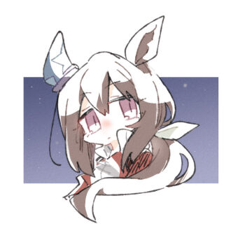 Rule 34 | 1girl, admire vega (umamusume), animal ears, beer hsk, closed mouth, commentary request, cropped torso, hair between eyes, hair ribbon, horse ears, jacket, looking at viewer, low ponytail, ponytail, purple eyes, red jacket, ribbon, solo, track jacket, umamusume, upper body, white ribbon