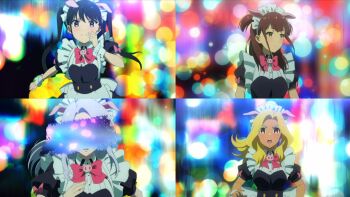 4girls absurdres akiba_maid_sensou animal_ears apron black_hair blonde_hair breasts brown_eyes censored city collage dark_skin ears fingernails grey_hair gyaru highres censored_identity long_hair maid maid_apron maid_headdress makeup mole mole_under_eye multiple_girls nii_manabu pig_ears pink_eyes ribbon running russian screencap shiipon_(akiba_maid_sensou) tagme twintails wahira_nagomi yumechi_(akiba_maid_sensou) zoya_(akiba_maid_sensou)