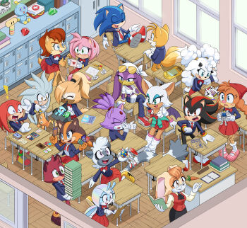amy_rose barry_the_quokka blaze_the_cat book box card carrot chair chao_(sonic) chaos_emerald character_doll classroom doll door drawing dstears everyone furry furry_female furry_male handheld_game_console highres knuckles_the_echidna lanolin_the_sheep neutral_chao on_chair pink_shoes rouge_the_bat sally_acorn school_uniform shadow_the_hedgehog shoes silver_the_hedgehog sonic_(series) sonic_boom_(series) sonic_colors sonic_riders_(series) sonic_the_hedgehog sonic_the_hedgehog_(archie_comics) sonic_the_hedgehog_(idw) sticks_the_badger table tails_(sonic) tangle_the_lemur the_murder_of_sonic_the_hedgehog toy toy_hammer toy_robot vanilla_the_rabbit wardrobe wave_the_swallow whisper_the_wolf wisp_(sonic) yacker_the_wisp yellow_shoes