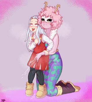 2girls absurdres age_difference ahegao artist_name ashido_mina biting_own_lip black_sclera blush boku_no_hero_academia boots colored_sclera colored_skin commission crying crying_with_eyes_open dress drooling eri_(boku_no_hero_academia) female_ejaculation female_focus female_orgasm fingering fingering_through_clothes full_body groping hair_intakes heart heart-shaped_pupils highres horns kneeling loli long_hair mask molestation multiple_girls onee-loli open_mouth orange_eyes orgasm pink_eyes pink_hair pink_skin pussy_juice pussy_juice_stain reach-around red_dress rolling_eyes saliva short_hair single_horn smile standing symbol-shaped_pupils tearing_up tears teeth through_clothes toku69 tongue tongue_out yuri