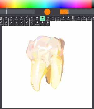 art_program_in_frame commentary english_commentary highres junbuug no_humans object_focus original painterly screencap simple_background still_life tooth white_background