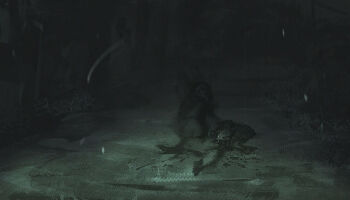 blood cannibalism commentary_request dead_animal death eating guro horror_(theme) looking_at_viewer monkey night no_humans original outdoors tomono_rui