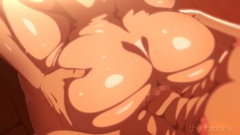 1girl 2boys animated animated_gif ass breasts huge_ass huge_breasts multiple_boys nami_(one_piece) nude one_piece orange_hair sex shiny_skin suspended_congress theobrobine