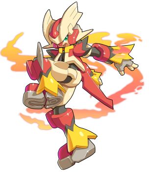 absurdres armor blaziken bodysuit boots commentary cosplay english_commentary fusion gen_3_pokemon green_eyes helmet highres leg_up mega_blaziken mega_blaziken_(cosplay) mega_man_(series) mega_man_zx mega_pokemon model_zx_(mega_man) nintendo pokemon power_armor red_armor red_helmet simple_background tagme ultimatemaverickx white_background