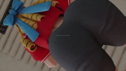 1girl 3d animated ass ass_focus ass_shake bent_over blonde_hair capcom dancing from_behind gloves kanzuki_karin kishi3d lower_body midriff ribbon shorts street_fighter street_fighter_v tagme thigh_gap twerking video