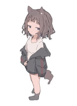1girl animal_ear_fluff animal_ears closed_mouth dog_girl dog_tail highres looking_at_viewer original simple_background solo standing tail uzoumuzo