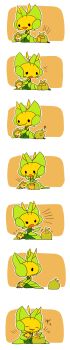10s ^^^ comforting comic evolutionary_line family_bonding gen_5_pokemon highres leavanny long_image nintendo no_humans outline pokemon pokemon_(creature) pokemon_bw sewaddle silent_comic swadloon tall_image triangle_mouth white_outline