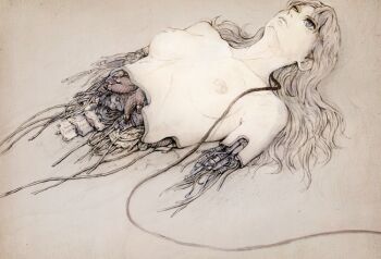 android breasts damaged ghost_in_the_shell long_hair mechabare project_2501 traditional_media