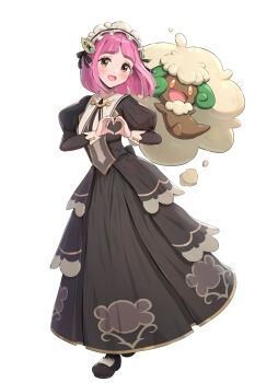 absurdres full_body gen_5_pokemon gonzarez highres lacey_(fall_2025)_(pokemon) lacey_(pokemon) nintendo official_alternate_costume pokemon pokemon_masters_ex simple_background whimsicott white_background