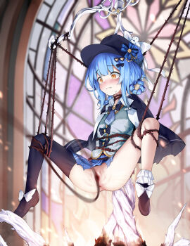 absurdres bdsm bondage bound cat_cube commentary_request highres mahou_shoujo_no_majo_saiban non-web_source spanking spanking_pussy tachibana_sherry whip