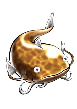 Rule 34 | alphes (style), catfish, commentary request, commission, dairi, dorsal fin, fins, fish, fish tail, full body, goldfish, head fins, highres, large variant set, monster, monster focus, namazu (touhou), no humans, parody, skeb commission, smile, solo, style parody, sweatdrop, tachi-e, tail, touhou, touhou hisoutensoku, variant set, white background