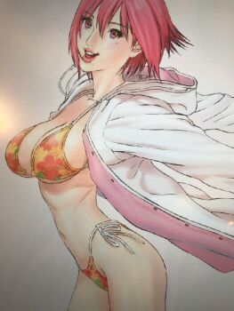 1girl bikini breasts chiho_johansson cleavage gigant highres large_breasts navel oku_hiroya papico_(gigant) sideboob swimsuit underboob