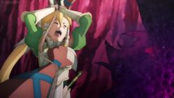 1boy 1girl animated anime_screenshot between_breasts blonde_hair bouncing_breasts breasts cleavage closed_eyes elf green_eyes hair_between_eyes hetero highres huge_breasts implied_sex kirigaya_suguha large_breasts leafa_(sao) leafa_(terraria)_(sao) legs long_hair nail_polish open_mouth paizuri pelvic_curtain pig_boy pointy_ears rape scared screaming sexually_suggestive sideboob sound sword_art_online sword_art_online:_alicization sword_art_online:_alicization_-_war_of_underworld tentacle_sex tentacles thighhighs thighs torn_clothes video white_thighhighs