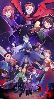 5girls 6+boys absurdres adapted_costume animal_ears blue_hair book cat_ears cat_girl crystal_wings dragon empires_smp end_crystal ender_dragon everyone fairy fairy_wings fins fish_boy fish_girl flower fwhip fwhip_(count) geminitay geminitay_(wizard) head_fins head_wreath highres holding holding_book holding_polearm holding_sword holding_weapon joey_graceffa joey_graceffa_(jungle_emperor) katherine_elizabeth katherine_elizabeth_(house_blossom) kisekiii_25 ldshadowlady ldshadowlady_(ocean_queen) minecraft minecraft_sword minecraft_youtube multiple_boys multiple_girls mushroom_hat mythicalsausage mythicalsausage_(lord) pearlescentmoon pearlescentmoon_(farmer) pixlriffs pixlriffs_(copper_king) pointy_ears polearm poster_(medium) shrub_berry shubble smajor1995 smajor1995_(rivendell) smallishbeans smallishbeans_(mezalea) solidaritygaming solidaritygaming_(codfather) sunflower sword trident weapon wings