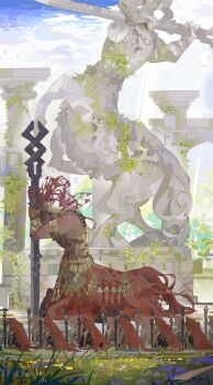 Rule 34 | 6+others, absurdres, armor, centaur, elden ring, elden ring nightreign, fate/grand order, fate (series), fulghor (elden ring), helmet, highres, hooves, kneeling, multiple others, nslacka, polearm, spear, statue, tagme, taur, weapon