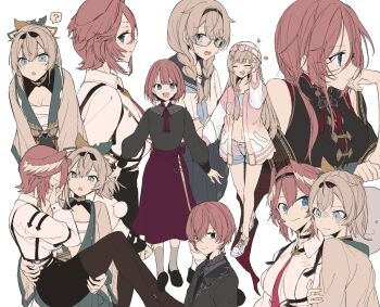 2girls :o ? adjusting_hair bespectacled black_dress black_pantyhose black_sailor_collar black_shirt black_shoes black_skirt blonde_hair blue_eyes blue_neckerchief bow bowtie braid breasts carrying chest_sarashi chinese_clothes cleavage closed_eyes collared_shirt commentary_request covering_face dress full_body glasses green_skirt hand_on_another&#039;s_back haori hat head_wings heart holding_another&#039;s_arm hololive jacket japanese_clothes kazama_iroha kazama_iroha_(1st_costume) kazama_iroha_(school_uniform) kazama_iroha_(street) leaning_forward letterman_jacket long_hair long_skirt long_sleeves looking_at_another looking_at_viewer looking_to_the_side medium_breasts multiple_girls multiple_views neckerchief necktie official_alternate_hair_length official_alternate_hairstyle pantyhose pencil_skirt pink_hair pink_hat pink_jacket princess_carry red_bow red_bowtie red_necktie red_skirt safai sailor_collar sarashi shirt shoes short_hair shorts simple_background skirt sleeveless sleeveless_dress small_breasts smile sneakers spoken_question_mark takane_lui takane_lui_(1st_costume) takane_lui_(british_gothic) takane_lui_(casual) takane_lui_(china_dress) twin_braids upper_body virtual_youtuber white_background white_jacket white_shirt white_shoes wings yellow_haori yuri