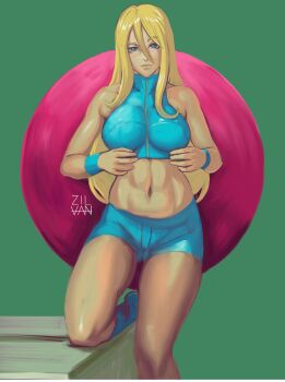 1girl blonde_hair breasts hair_down large_breasts long_hair metroid nintendo samus_aran zilvan