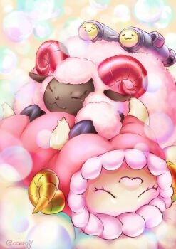 baby_animal cloud digimon horns lamb pillomon pillow sheep sheepmon sleeping