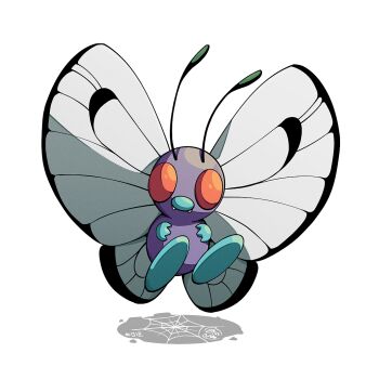 antennae bug butterfly butterfree full_body gen_1_pokemon insect looking_at_viewer mistray-art nintendo no_humans pokemon pokemon_(creature) signature simple_background solo white_background