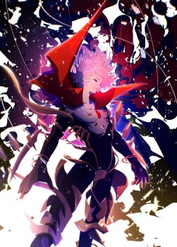 Rule 34 | 1boy, bishounen, chest jewel, collar, eyeshadow, fate/extella, fate/extella link, fate/extra, fate (series), highres, jewelry, jun canopus, karna (fate), makeup, male focus, pale skin, red eyeshadow, short hair, solo, white hair