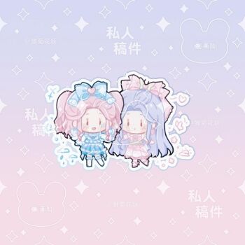 +++ 2girls angel_wings aying99792 blue_bow blue_dress bow bow_earrings brown_eyes bug butterfly butterfly_hair_ornament chibi closed_mouth cloud_reverie_(infinity_nikki) commission courtyard_flowers_(infinity_nikki) dress earrings flower flower_earrings forehead frilled_bow frilled_dress frilled_sleeves frilled_socks frills gradient_background hair_bow hair_ornament happy heart heart_hair_ornament holding_hands infinity_nikki insect jewelry large_bow light_blush lolita_fashion long_hair long_sleeves looking_at_another medium_dress medium_hair multiple_girls nikki_(series) open_mouth outline over-kneehighs petals pinafore_dress pink_background pink_bow pink_dress pink_flower pink_hair pink_shoes pom_pom_(clothes) pom_pom_earrings purple_background purple_hair rain sample_watermark shirt shoes simple_background sleeveless sleeveless_dress smile socks solid_oval_eyes standing thighhighs twintails very_long_hair watermark watermark_grid wavy_hair white_outline white_shirt white_socks white_wings wings