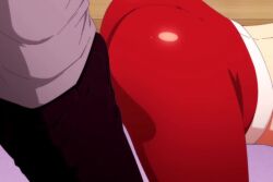 1boy 1girl 3piece animated bike_shorts blue_eyes bouncing_breasts braid breasts bulge censored cleavage cum cum_in_pussy cunnilingus curvy erection erection_under_clothes exercising hanging_breasts hetero inverted_nipples large_breasts long_hair lowres master_piece_the_animation mature_female mira_(master_piece) oral orange_hair plump pubic_hair pussy sex single_braid sound sports_bra sweat tagme torn_bike_shorts torn_clothes vaginal very_long_hair video yuuji_(master_piece)