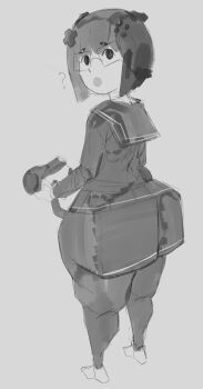 ass glasses huge_ass kyokeer school_uniform shortstack square_ass steam_machine-tan thick_thighs thighs wide_hips