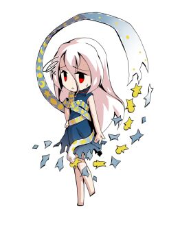 1girl barefoot blue_dress chibi chibi_only commentary_request crescent dairi dress full_body hair_between_eyes hand_on_own_hip large_variant_set long_hair long_hair_between_eyes red_eyes ribbon_around_body simple_background sleeveless sleeveless_dress snake solo star_(symbol) tachi-e torn_clothes torn_dress touhou transparent_background triangle variant_set yuiman_asama