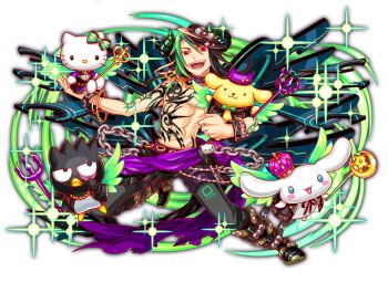 1girl 4boys abs alternate_costume alternate_eye_color alternate_hairstyle alternate_tattoo animal anime_coloring aqua_eyes arm_tattoo artist_request azazel_(crash_fever) badtz-maru bare_arms bare_pectorals bare_shoulders beads belt bird black_choker black_collar black_eyes black_footwear black_hair black_jacket black_ribbon black_shirt black_wings blonde_hair blush_stickers boots bow bracelet cat chain chain_necklace character_ornament character_tattoo chest_tattoo choker cinnamoroll closed_mouth collar collared_jacket colored_skin crash_fever crossover crown demon_boy demon_horns dog eyelid_pull full_body fuwa_fuwa_cinnamoroll game_cg gold_bracelet gold_chain golden_retriever gradient_horns green_bow green_hair green_horns green_wings grey_bow hair_between_eyes hair_bow hair_ornament happy hat hat_ornament hat_with_ears hello_kitty hello_kitty_(character) holding holding_animal holding_dog holding_polearm holding_wand holding_weapon horizontal-striped_bow horns jacket jewelry knee_boots lace lace-trimmed_bow lace-trimmed_skirt lace_trim leather leather_jacket leg_belt leg_up looking_at_another mechanical_wings medium_hair mini_crown mini_hat multicolored_hair multicolored_horns multicolored_skin multiple_boys muscular muscular_male neck_ribbon necklace no_shirt number_print numbered official_alternate_costume official_alternate_eye_color official_alternate_hairstyle official_alternate_tattoo official_art open_mouth outline pants pectorals penguin polearm pompompurin print_pants purple_belt purple_crown purple_hat purple_sarong purple_sleeves rabbit red_eyes red_outline ribbon sanrio sarong shirt silver_bracelet silver_chain skirt solid_circle_eyes solid_oval_eyes sparkle square square_print star_(symbol) star_hair_ornament star_hat_ornament star_ornament stomach stomach_tattoo streaked_hair striped_bow tachi-e tattoo teeth third-party_source topless_male torn_clothes torn_sarong transparent_background trident two-tone_skin wand weapon whiskers white_cat white_dog white_rabbit_(animal) wings wrist_belt