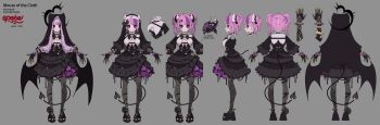 Rule 34 | 1girl, absurdres, black dress, black gloves, black headdress, black shoes, bubi (ironmouse), closed mouth, commentary, demon girl, demon horns, demon tail, dress, english commentary, epebe, frilled dress, frills, gloves, highres, horns, indie virtual youtuber, ironmouse, ironmouse (mouse of the cloth), looking at viewer, nun headdress, official alternate costume, official alternate hairstyle, official art, pink hair, purple eyes, purple streaks, shoes, smile, solo, tail, two side up