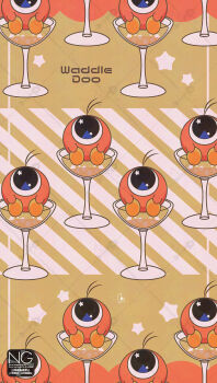 antenna_hair blue_eyes cup drinking_glass full_body highres in_container in_cup kirby_(series) liquid meme_(sleepsheep) nintendo no_humans one-eyed star_(symbol) star_in_eye symbol_in_eye waddle_doo