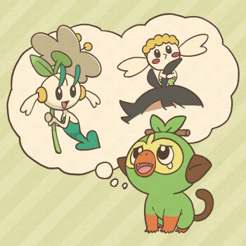 Rule 34 | :d, antenna hair, black hair, blush, blush stickers, colored eyelashes, commentary request, dark skin, fangs, flabebe, floette, floette (white flower), flower, full body, gen 6 pokemon, gen 8 pokemon, goh (pokemon), grookey, holding, holding another's hair, holding flower, imagining, long eyelashes, mojacookie, nintendo, official art, open mouth, pokemon, pokemon (anime), pokemon (creature), pokemon journeys, second-party source, single tear, smile, speech bubble, thought bubble, white flower