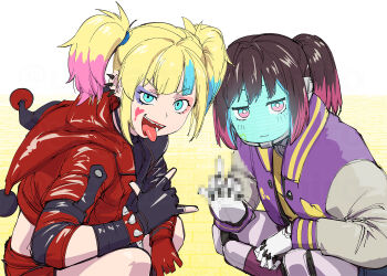 Rule 34 | 2girls, crossover, harley quinn, highres, kurusu makina (milky galactic universe), milky subway, multiple girls, nagase anna, suicide squad isekai, ueyama michirou, voice actor connection