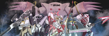 10s akemi_homura akemi_homura_(magical_girl) crossbone_gundam_x-3 crossover fazz_(gundam) gundam highres kaname_madoka kaname_madoka_(magical_girl) kyubey long_image mahou_shoujo_madoka_magica mahou_shoujo_madoka_magica_(anime) mechanization miki_sayaka miki_sayaka_(magical_girl) musha_gundam sakura_kyoko sakura_kyoko_(magical_girl) tomoe_mami tomoe_mami_(magical_girl) turn_x wide_image zeta_gundam_(mobile_suit)