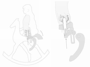 1girl closed_eyes diagram dildo female_focus flat_chest from_side full_body loli long_hair machine nude rocking_horse sex_toy simple_background solo takatou_sora uncensored uterus vaginal wavy_hair white_background x-ray